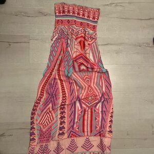 Charming Charlie Pink and Blue Geometric Maxi Dress